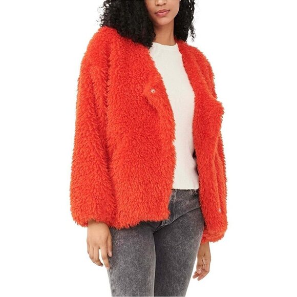 NWT Free People burnt orange red faux fur teddy jacket, XS - Picture 9 of 16